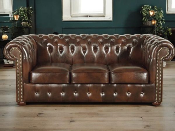 Leather Chesterfield "Classic" in Rich Walnut 3-Piece Set - Image 2
