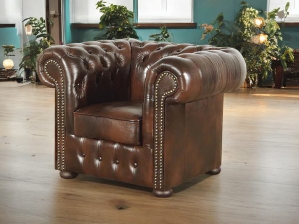 Leather Chesterfield "Classic" in Rich Walnut 3-Piece Set - Image 3